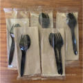 kits de cubiertos de plástico desechables biodegradables con sal